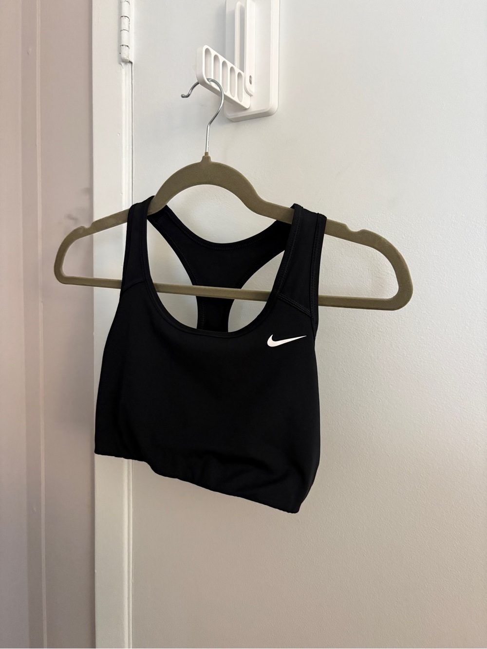 Nike Black Racerback Sports Bra with White Swoosh